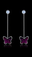 Picture of The Finest Butterfly Platinum Plated Drop & Dangle