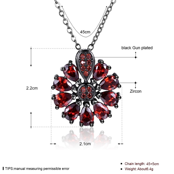 Picture of Unique Design Red Gunmetel Plated Necklaces & Pendants