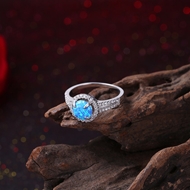 Picture of Lovely And Touching Blue Platinum Plated Fashion Rings