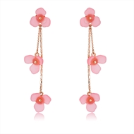 Picture of Staple Flower Pink Dangle Earrings with Low Cost