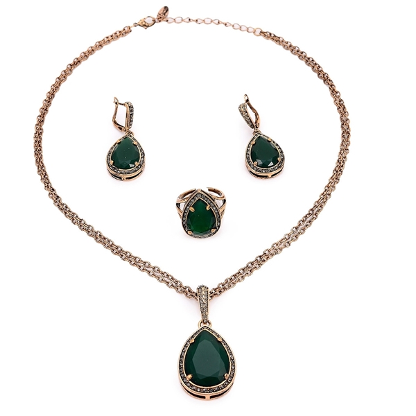 Picture of Mainstream Of  Glass Green 3 Pieces Jewelry Sets