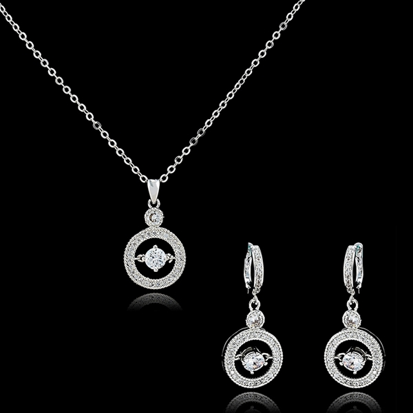 Picture of Fabulous Platinum Plated Cubic Zirconia 2 Pieces Jewelry Sets