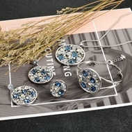 Picture of Brand New Blue Zinc Alloy 4 Piece Jewelry Set with SGS/ISO Certification