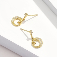 Picture of Beautiful Cubic Zirconia Gold Plated Dangle Earrings