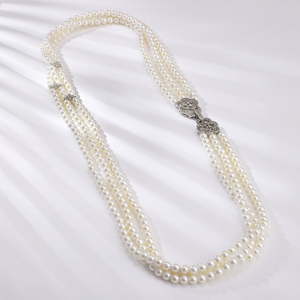 Picture of Inexpensive Platinum Plated White Long Chain Necklace of Original Design