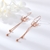 Picture of Copper or Brass Rose Gold Plated Dangle Earrings in Flattering Style