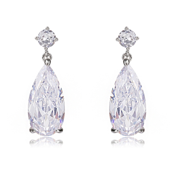 Picture of Great Cubic Zirconia Platinum Plated Dangle Earrings