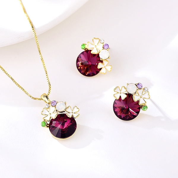 Picture of Sparkly Small Purple 2 Piece Jewelry Set