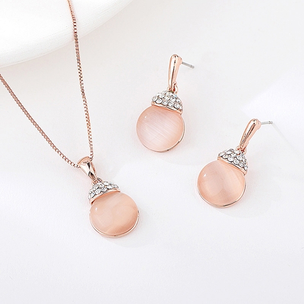 Picture of Reasonably Priced Rose Gold Plated Opal 2 Piece Jewelry Set with Beautiful Craftmanship