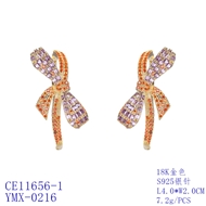 Picture of Copper or Brass Cubic Zirconia Dangle Earrings from Certified Factory