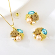 Picture of Beautiful Artificial Pearl Zinc Alloy 2 Piece Jewelry Set