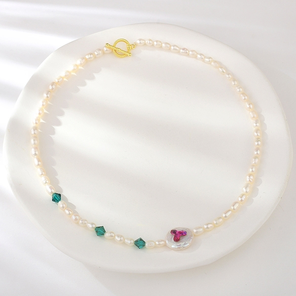 Picture of Nice fresh water pearl Gold Plated Short Chain Necklace