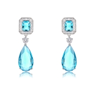 Picture of New Cubic Zirconia Platinum Plated Dangle Earrings