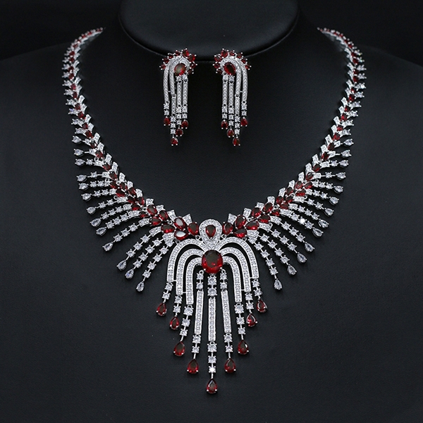 Picture of Filigree Big Red 2 Piece Jewelry Set