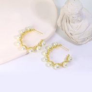 Picture of Good Quality Artificial Pearl Delicate Small Hoop Earrings