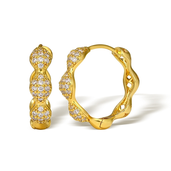 Picture of Sparkling Medium Gold Plated Huggie Earrings