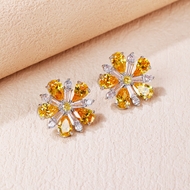 Picture of Good Quality Cubic Zirconia Yellow Big Stud Earrings