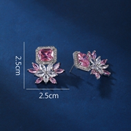 Picture of Flowers & Plants Platinum Plated Big Stud Earrings with Fast Shipping