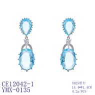 Picture of Featured Blue Cubic Zirconia Dangle Earrings with Full Guarantee