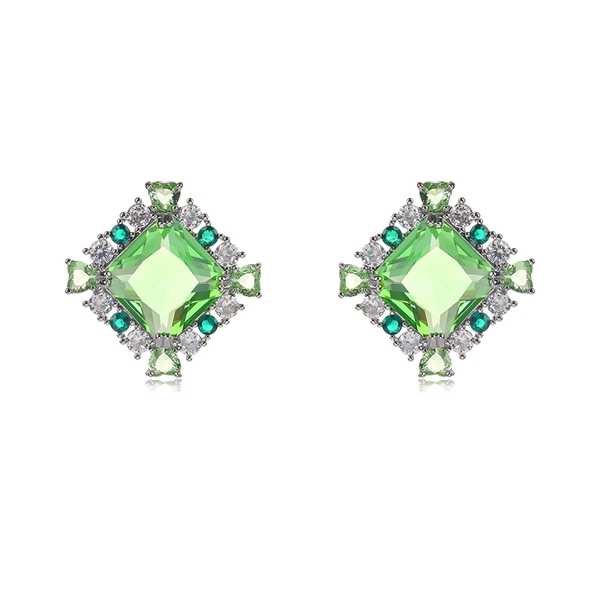 Picture of Eye-Catching Green Platinum Plated Drop & Dangle Earrings with Member Discount