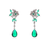 Picture of Sparkling Flowers & Plants Cubic Zirconia Dangle Earrings from Top Designer