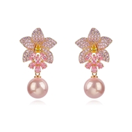 Picture of Featured Pink Flowers & Plants Dangle Earrings with Low Cost