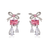 Picture of Nice Cubic Zirconia Pink Dangle Earrings