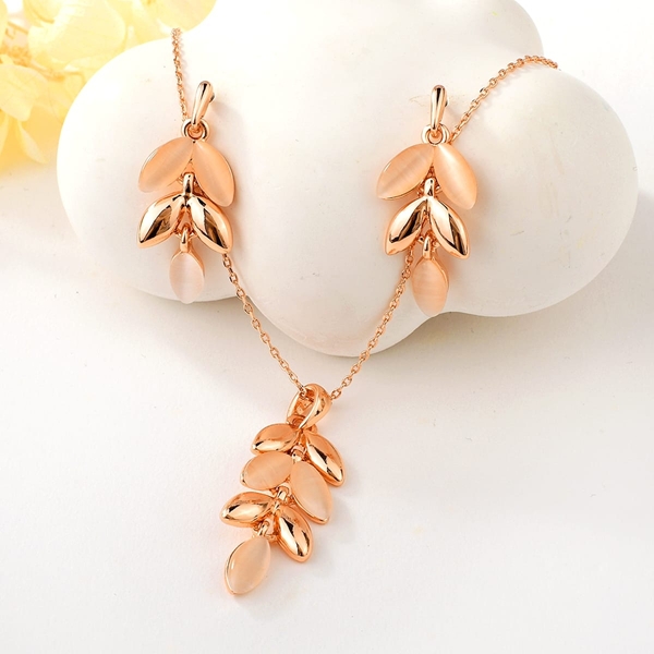 Picture of Hypoallergenic Rose Gold Plated Opal 2 Piece Jewelry Set with Easy Return