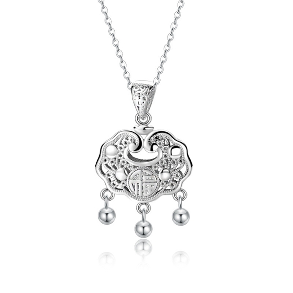 Picture of Unique Lock Platinum Plated Pendant Necklace